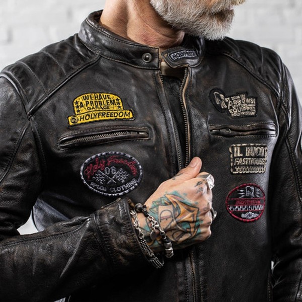 Holyfreedom CHAQUETA  CUERO HOLYFREEDOM ZERO VINTAGE BLACK EVOLUTION