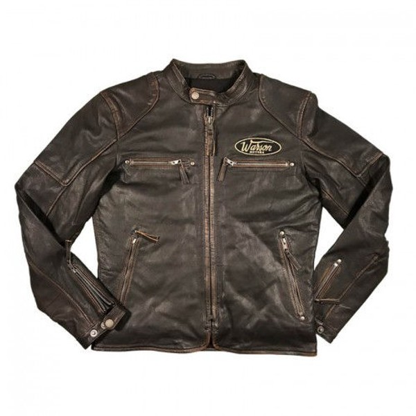Warson Motors Chaqueta Cuero Classic Driver Brown Warson Motors Suiza