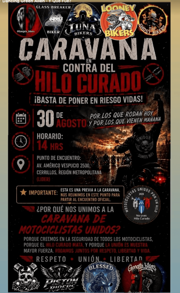 Imagen del evento Rodamos por la Vida! Caravana en Contra del Hilo Curado